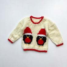 Load image into Gallery viewer, Christmas robin hand knitted jumper (Age 6/12m)
