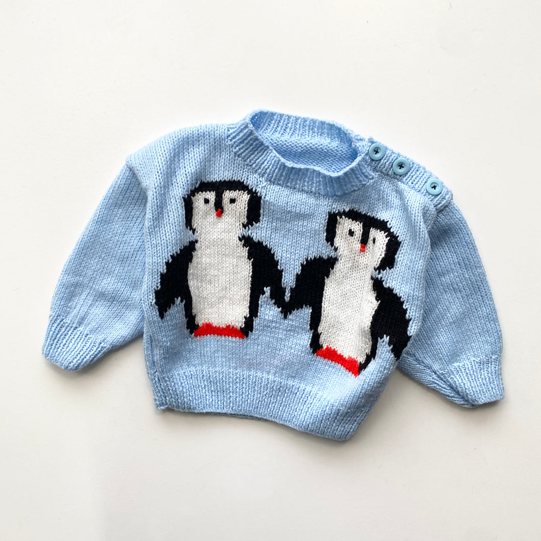 Penguin Hand Knitted jumper (Age 1/2)