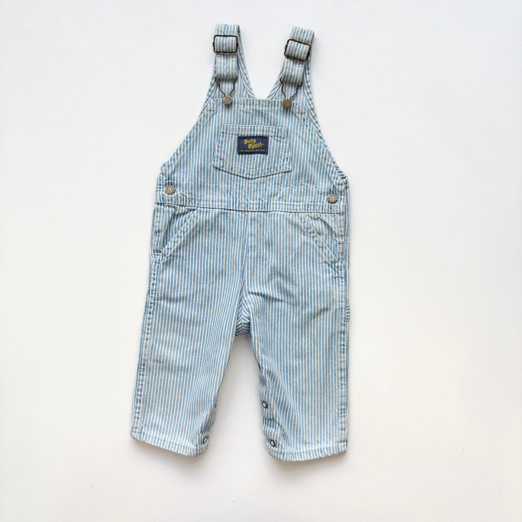 90s Oshkosh hickory stripe dungarees (Age 9m)