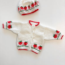 Load image into Gallery viewer, Strawberry Hand Knitted cardigan (Age 3m)
