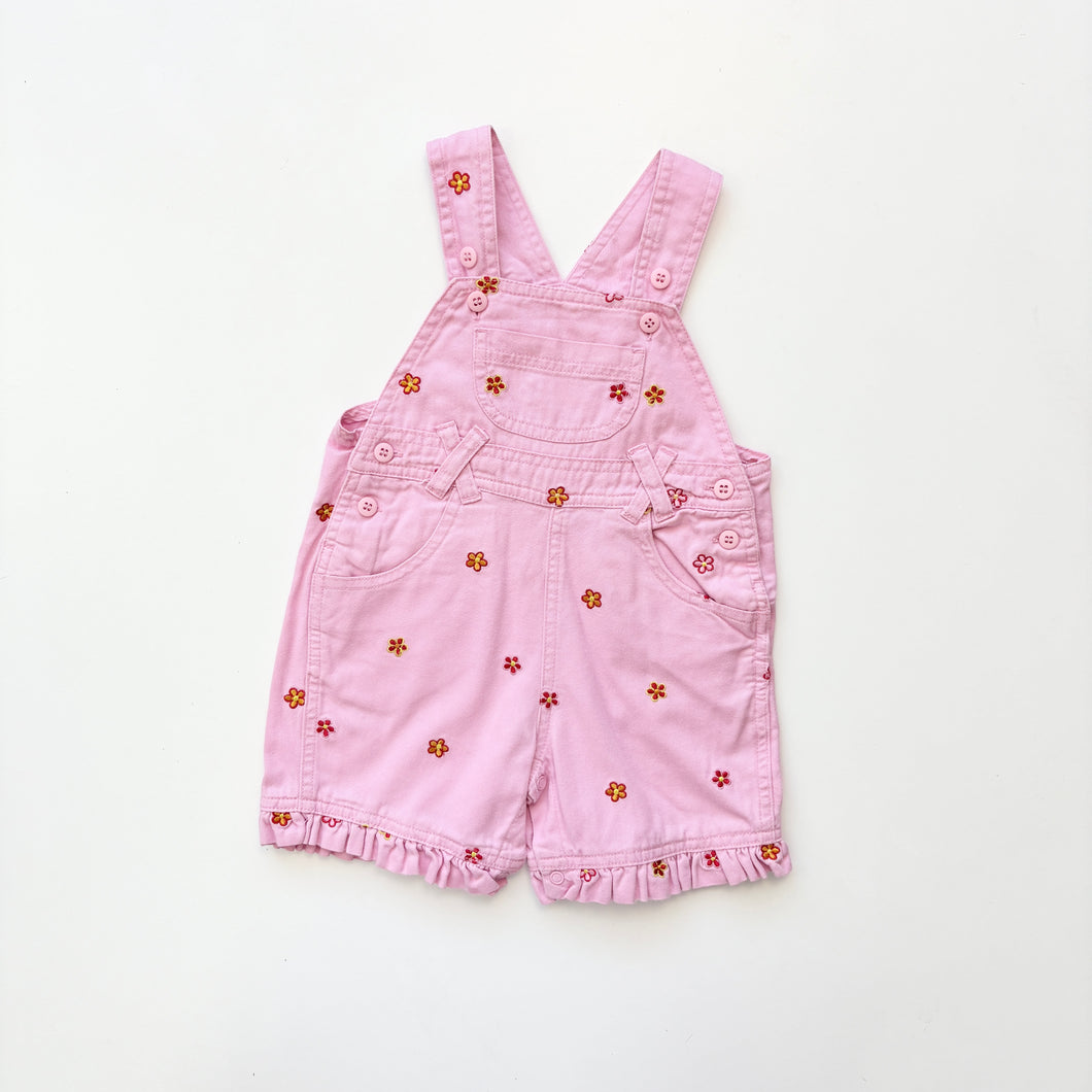 90s Pink dungaree shortalls (Age 3/6m)