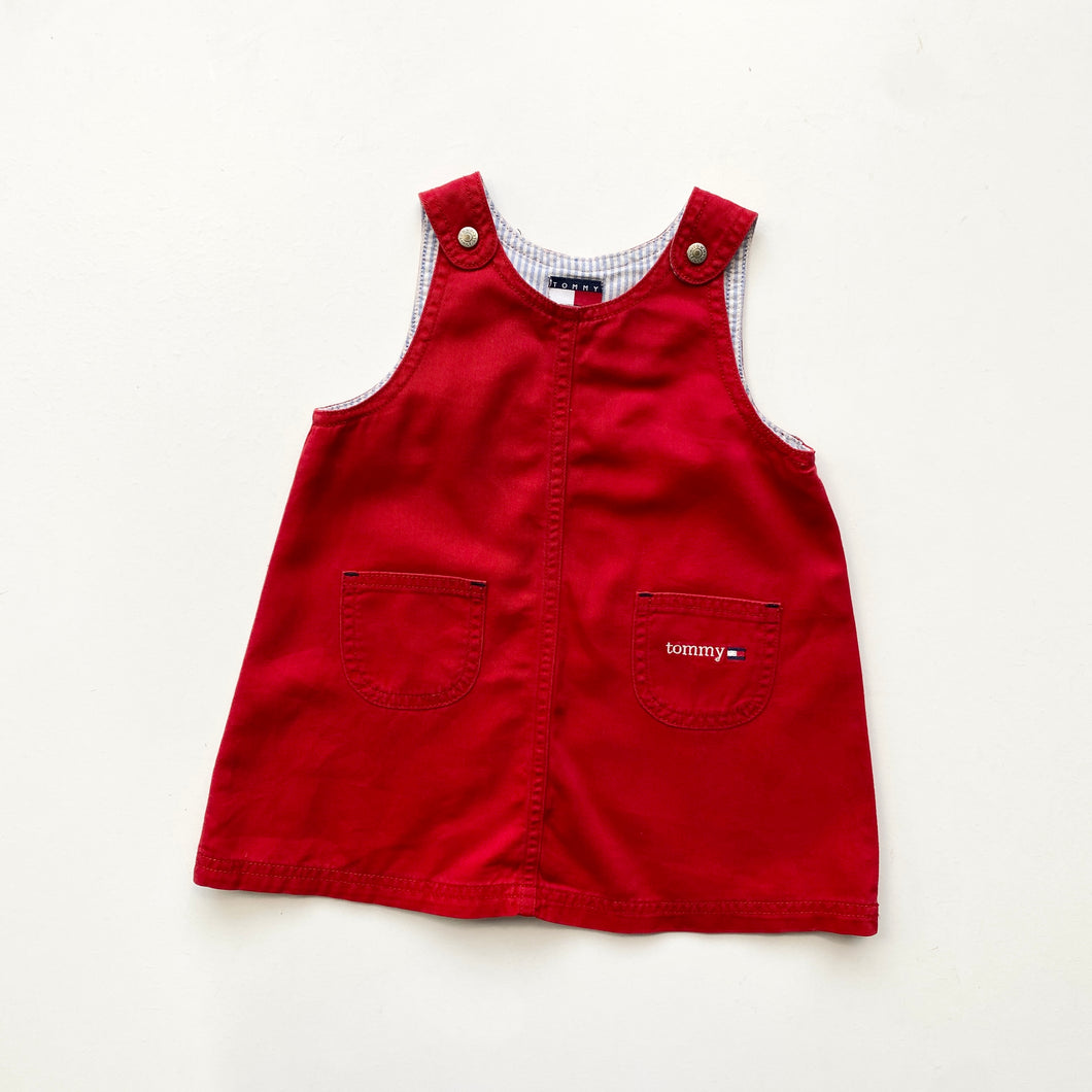 90s Tommy Hilfiger dungaree dress (Age 6/12m)