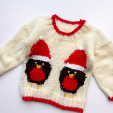 Load image into Gallery viewer, Christmas robin hand knitted jumper (Age 6/12m)
