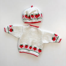 Load image into Gallery viewer, Strawberry Hand Knitted cardigan (Age 3m)

