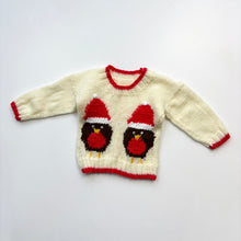Load image into Gallery viewer, Christmas robin hand knitted jumper (Age 6/12m)
