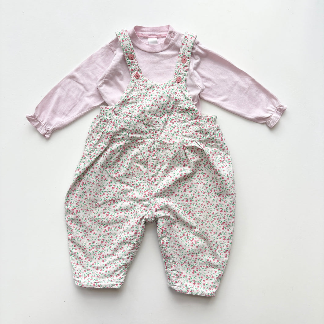 90s Floral dungarees (Age 6/12m)