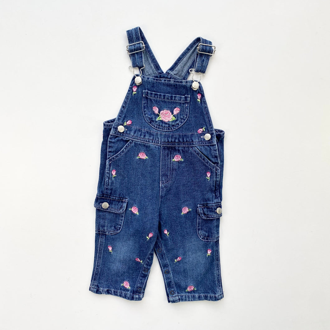 90s Floral dungarees (Age 1)