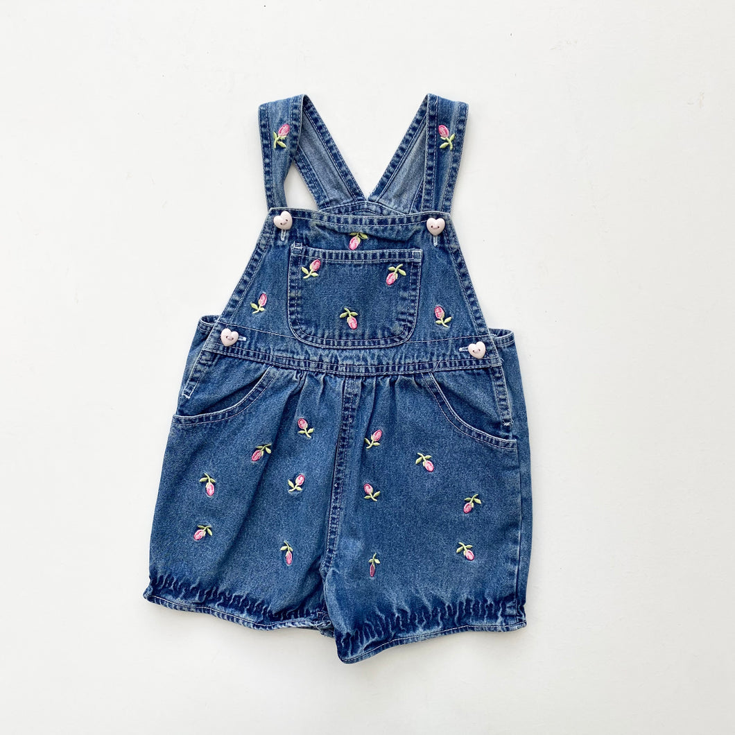 Floral denim dungaree shortalls (Age 2)