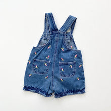 Load image into Gallery viewer, Floral denim dungaree shortalls (Age 2)
