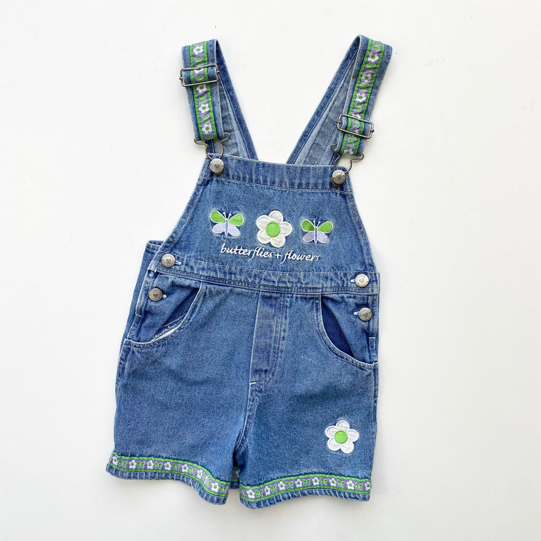 90s Butterflies & Flowers dungaree shortalls (Age 4)