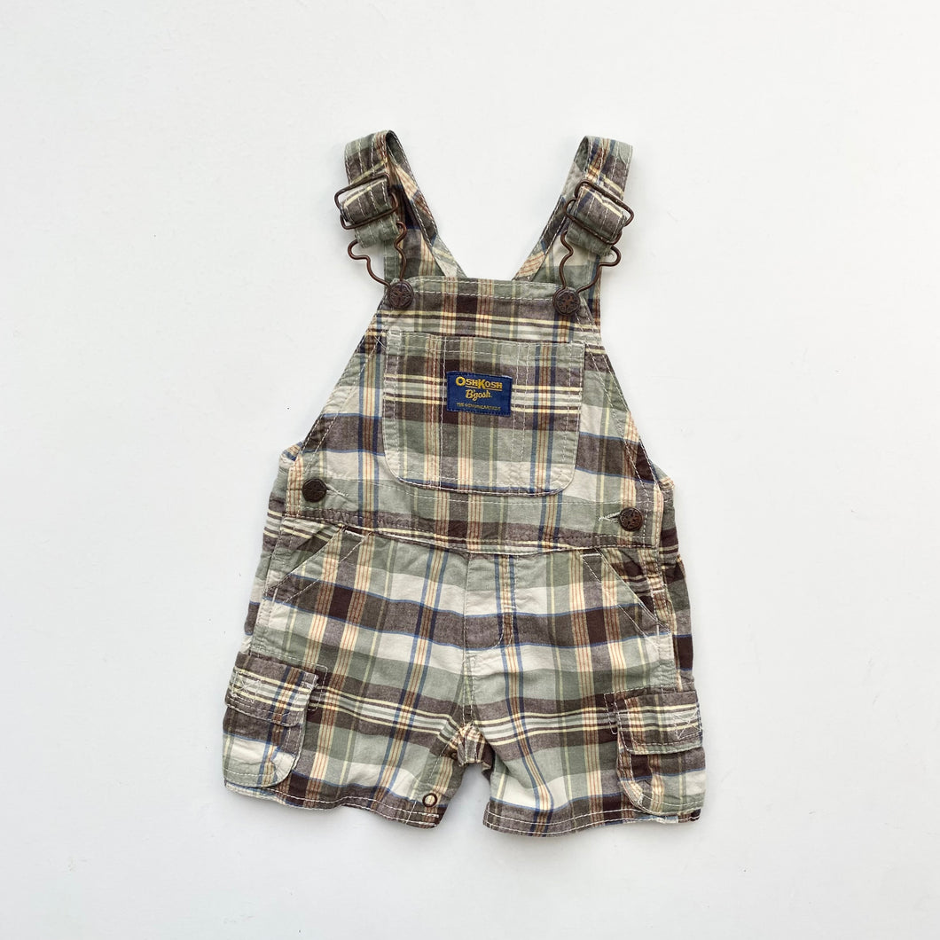 OshKosh check dungaree shortalls (Age 6m)