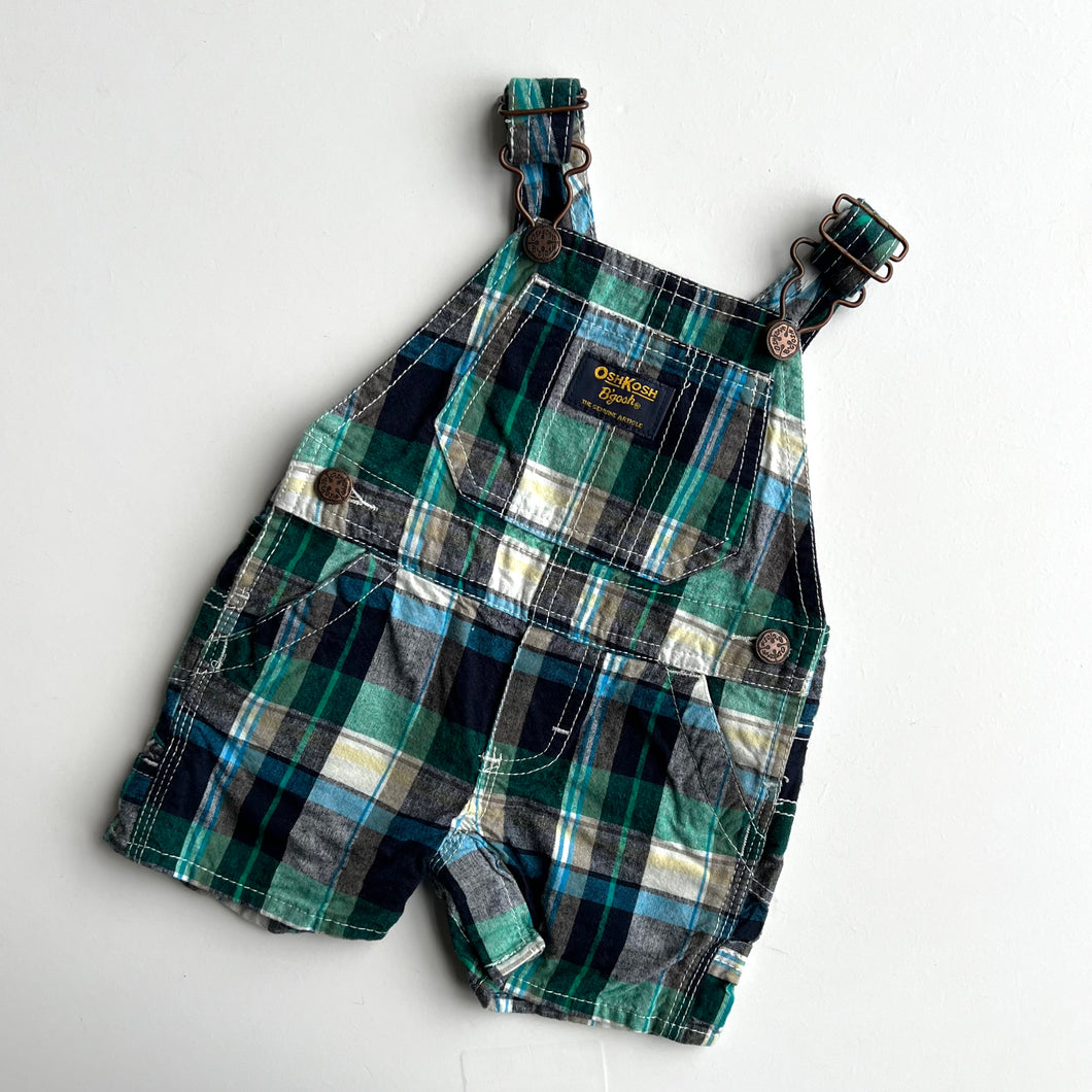 90s OshKosh check dungaree shortalls (Age 3M)